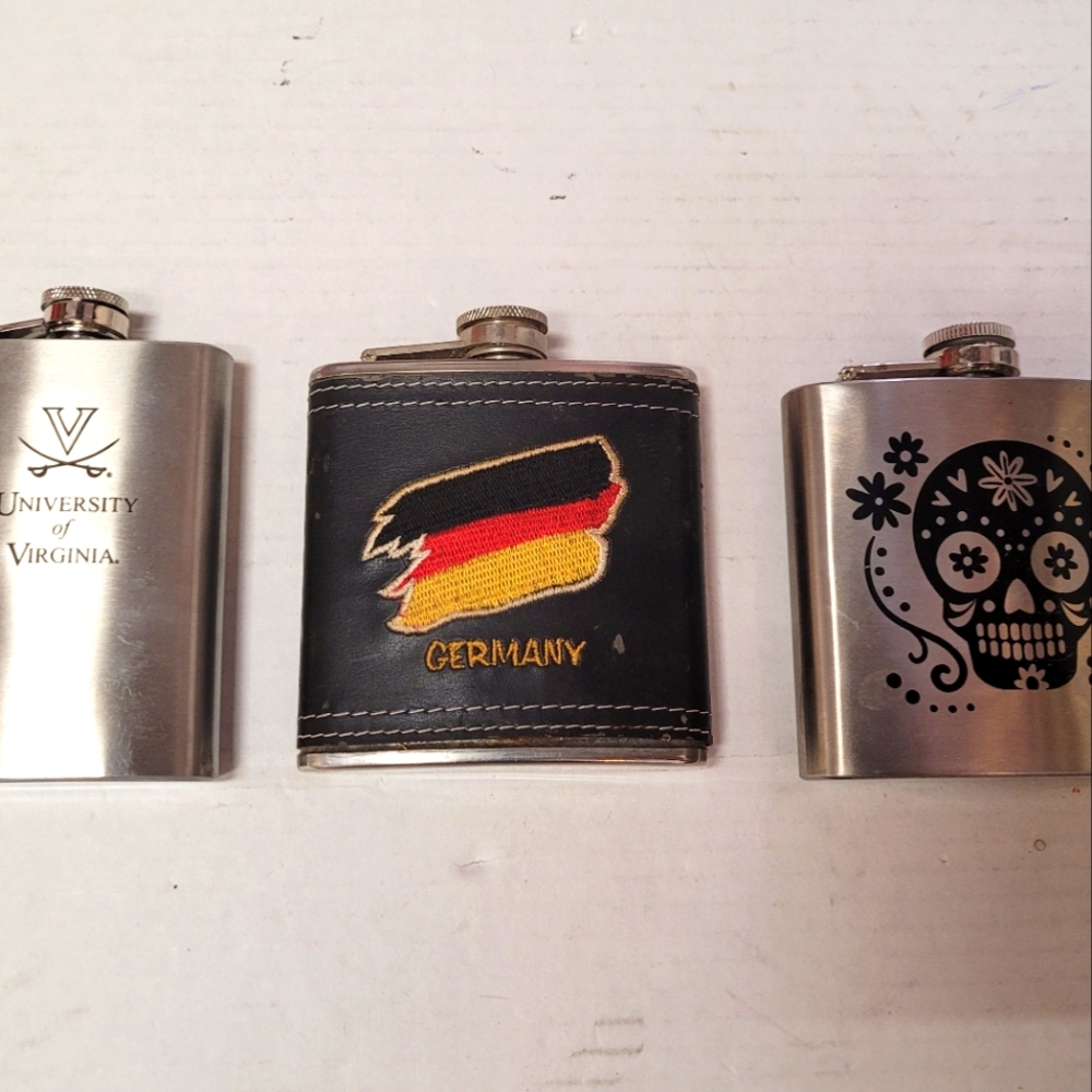 3pc Flask Germany,Skull,Virginia